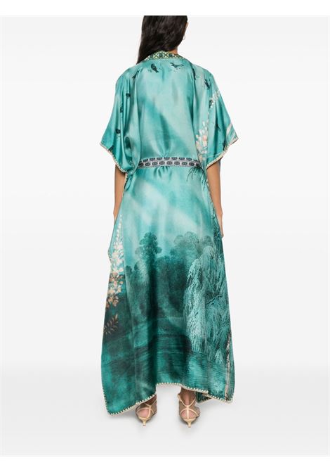 Kaftano in seta stampata turchese PIERRE LOUIS MASCIA | ALOE/S-KL12428515004/101